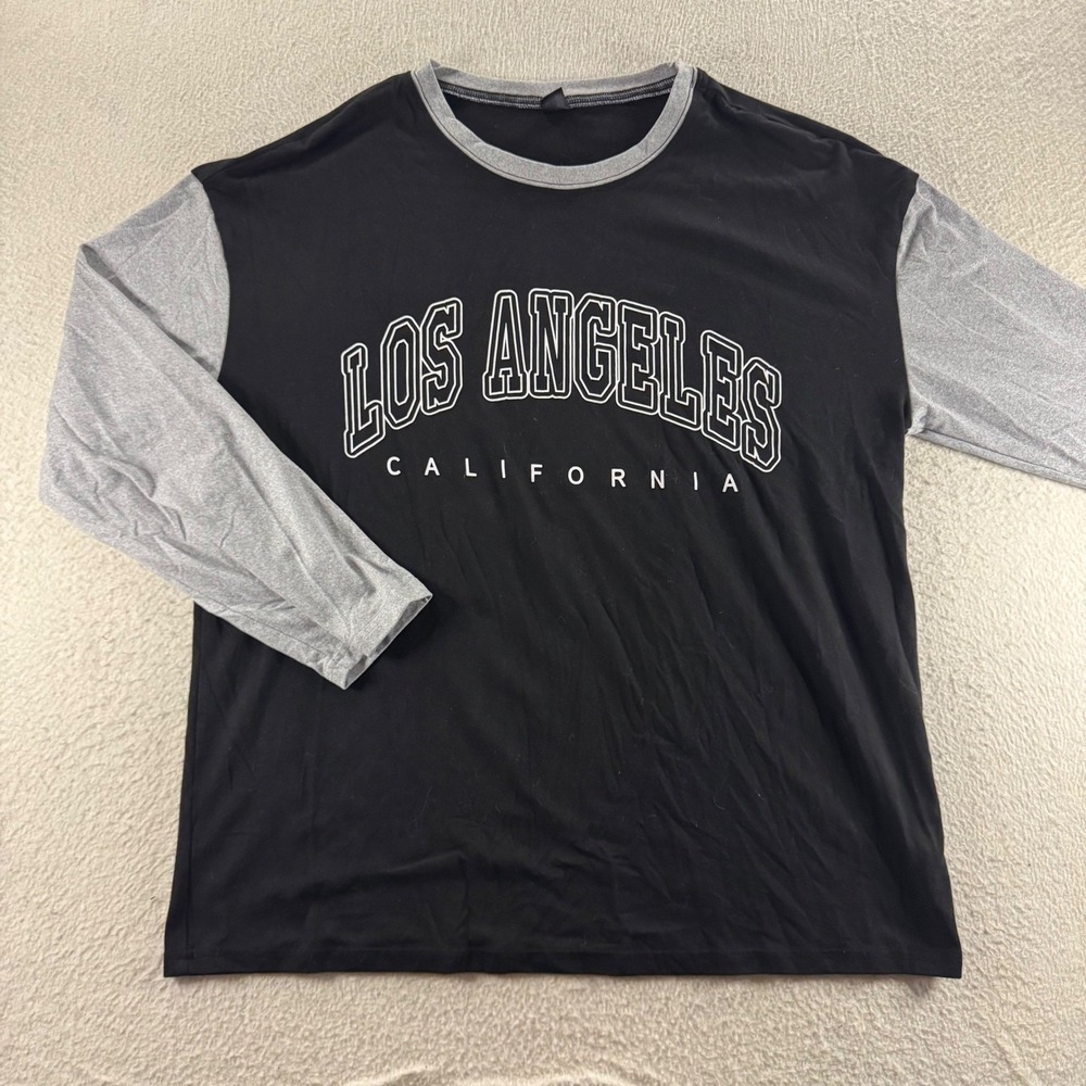 Divided H&M Graphic Tee Mens XL Black Excellent Los Angeles California Ringer